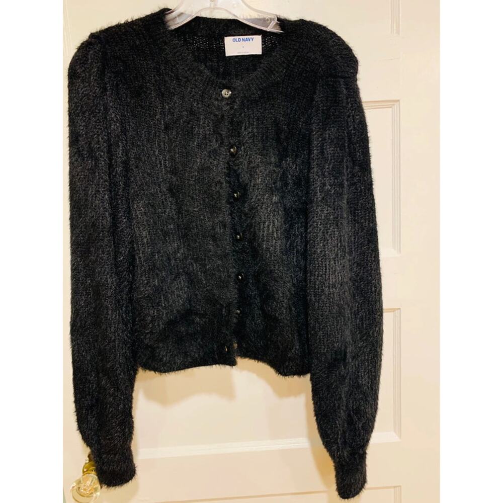 Old Navy Cropped Eyelash Cardigan Black sWomen's Size Medium
